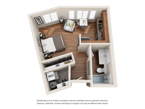 Floor plan for studio, 1 bath, 449 sqft